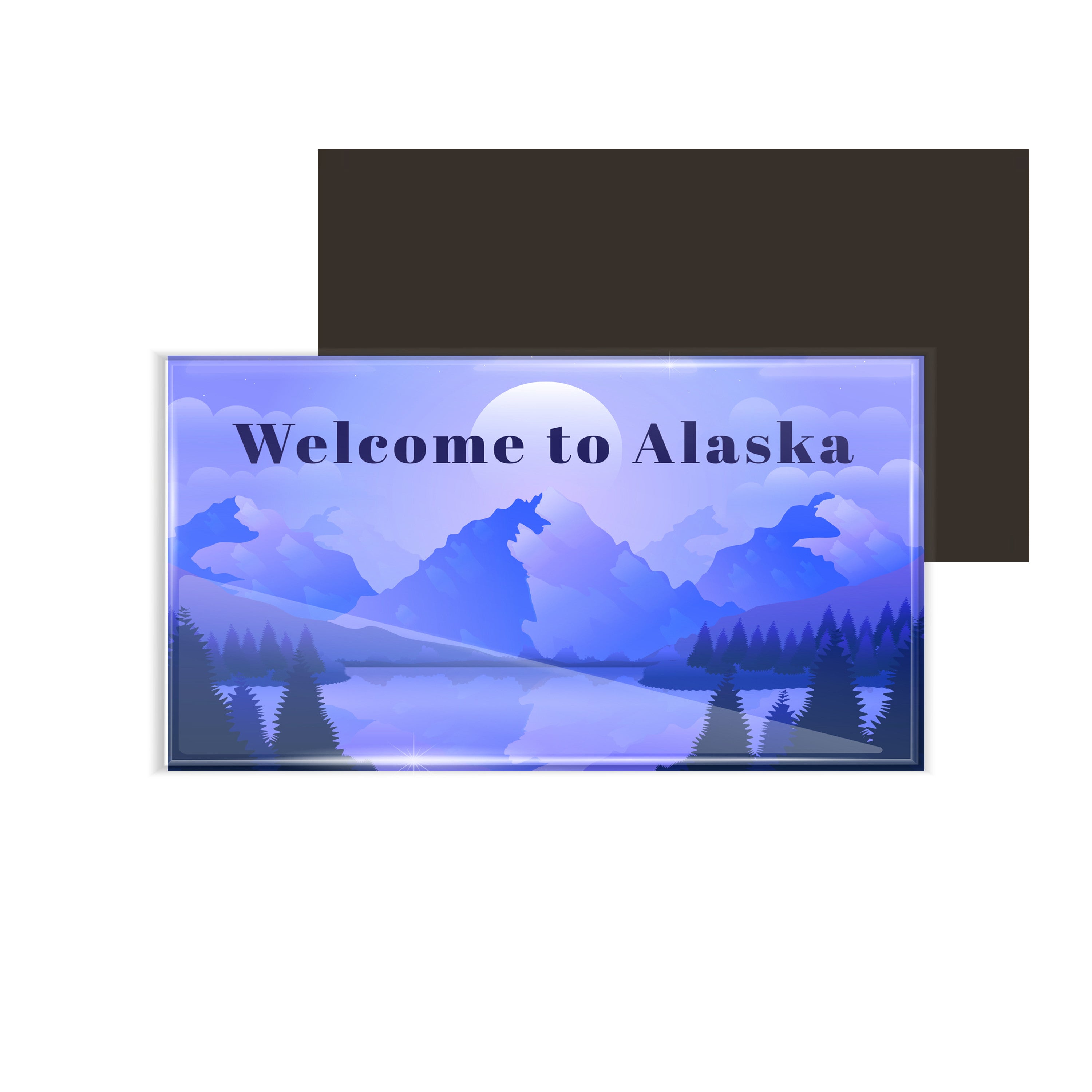 dhcrafts Fridge Magnet Rectangle Acrylic Glass (8.6 x 5.4 cm) Blue Color Travel Alaska Design Pack of 1